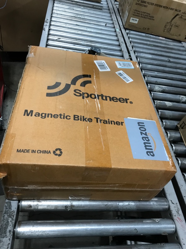 Photo 1 of Sportneer Bike Trainer - Magnetic Stationary Bike Stand for 26-28" & 700C Wheels - Adjustable 6 Level Resistance Bike Trainer Stand for Indoor Riding with Quick Release Lever & Front Wheel Riser Block