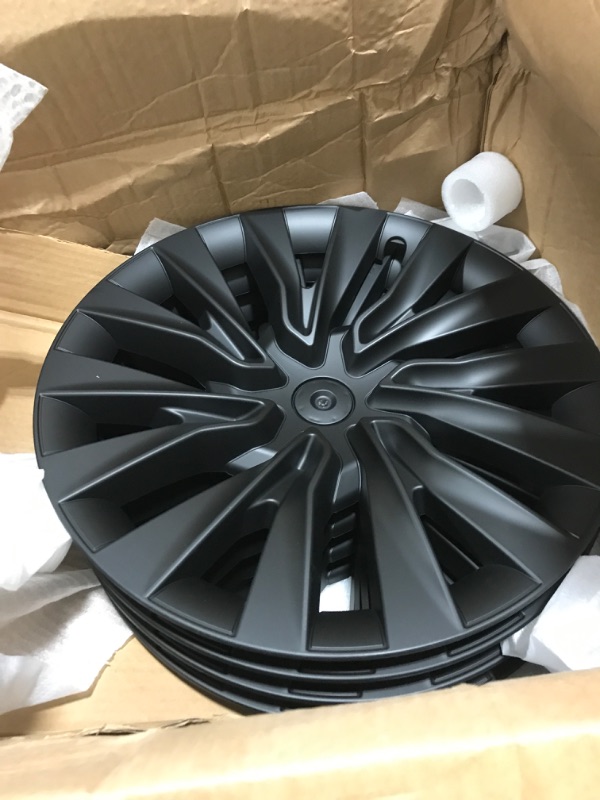 Photo 1 of Atuvin 18 inch Wheel Covers for Tesla Model 3 2024-2025?Full-Edge Coverage Hubcaps Compatible with Tesla Model 3 Highland Set of 4 ?Rugged ABS Material?Baked Enamel?Matte Black?New-Model?