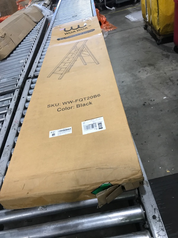 Photo 1 of WOA WOA 6 Step Ladder for 12 Feet High Ceiling, Lightweight Foldable Ladder with Non-Slip Wide Pedals, Stepladder with Safe Handrail, Space Saving for Home, Kitchen, Indoor & Outdoor 300lbs - Black