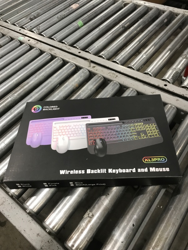 Photo 1 of Wireless Keyboard and Mouse Combo - 9 Backlit Effects, RGB, Ergonomic Wrist Rest, Phone Holder, 2.4G Full Size, Rechargeable, Sleep Mode, Quiet Keyboard Set for Computer, PC, Laptop, Mac, Windows