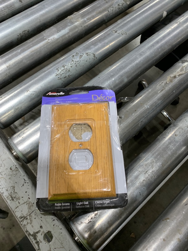 Photo 1 of Amerelle 4025D Carson Wallplate, 1 Duplex, Wood, Light Oak, 1-Pack