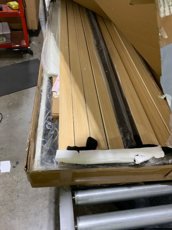 Photo 1 of GAOMON Beige King Bed Frame with Upholstered Headboard, Heavy-Duty Platform Bed Frame with Strong Wood Slats, No Box Spring Needed/Noise Free/Easy Assembly