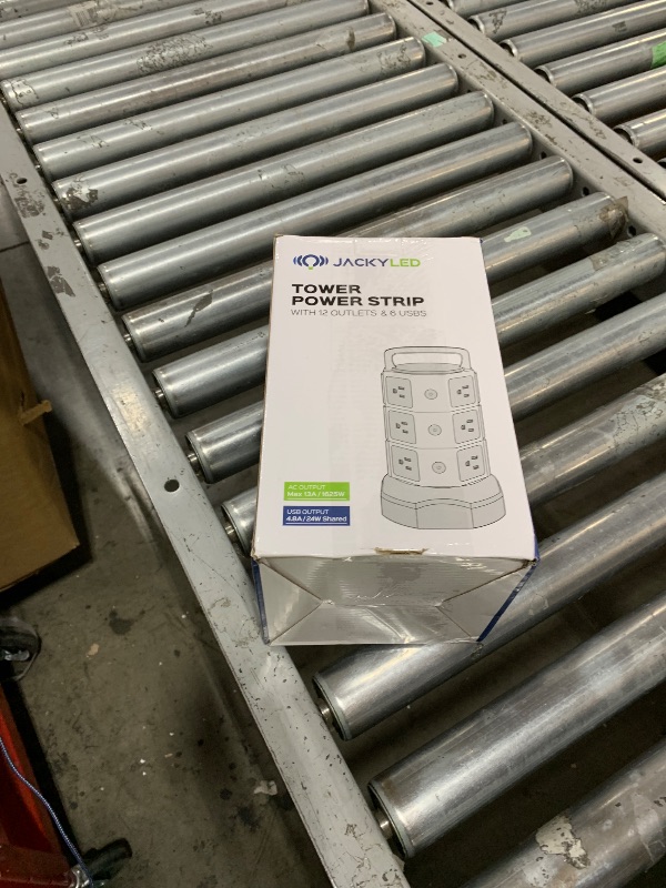 Photo 1 of ?10ft? Power Strip Tower JACKYLED Surge Protector Electric Charging Station with 13A 12 Outlets 6 USB Ports Heavy Duty Extension Cord for Home Office Computer Nightstand Laptop Phone White Black