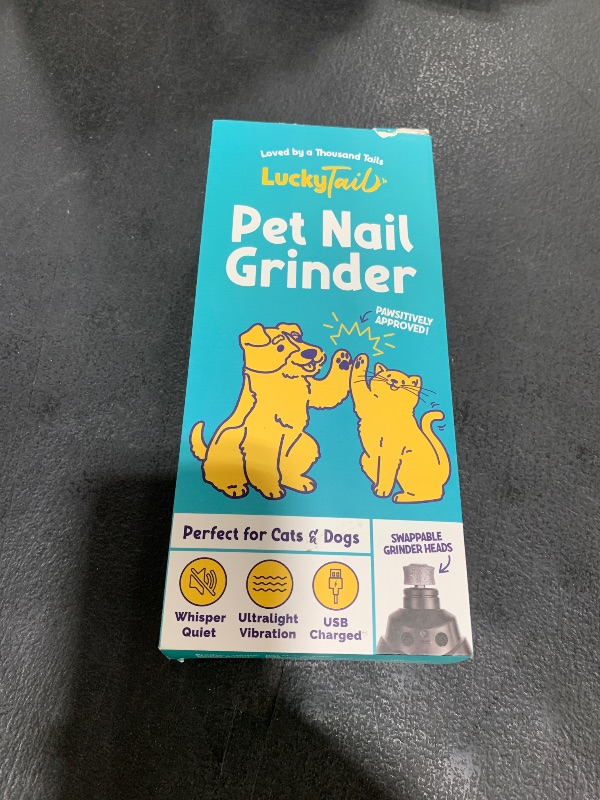 Photo 1 of LuckyTail Pet Nail Grinder for Dogs and Cats - Super Quiet and Low Vibration Electric Dog Nail Grinder with 2 LED Lights - USB Rechargeable and Cordless - 2 Speeds - Small to Large Pets