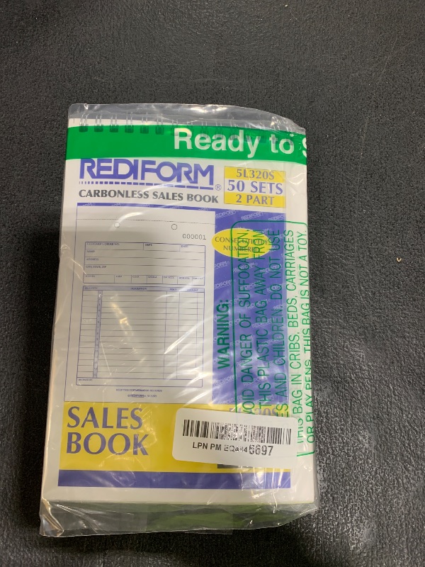 Photo 1 of Rediform Sales Order Book, Wirebound, Numbered, 5.5 x 7.875 inches, 50 Duplicates (5L320S )