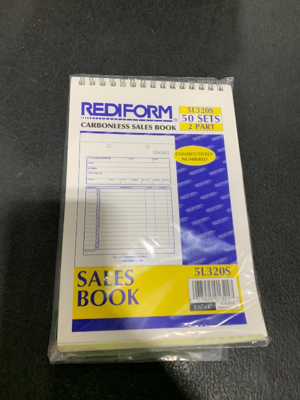 Photo 1 of Rediform Sales Order Book, Wirebound, Numbered, 5.5 x 7.875 inches, 50 Duplicates (5L320S )
