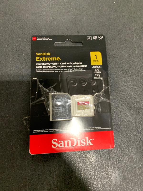 Photo 1 of SanDisk 1TB Extreme microSDXC UHS-I Memory Card with Adapter - Up to 190MB/s
