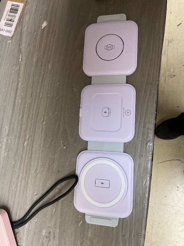 Photo 1 of Pocket Wireless Charger for Samsung Android Phone, Foldable Travel Wireless Charging Station/Stand Compatible for Samsung S25 Ultra/S24/Z Flip 6/5, Watch Charger for Samsung Watch 8/7/Buds Pro3(Purple