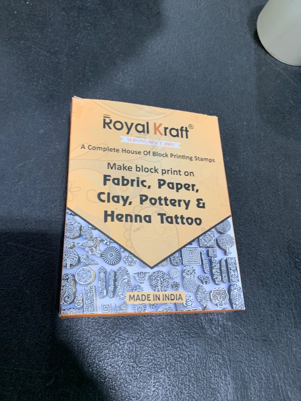 Photo 1 of Royal Kraft Mandala Wooden Printing Stamps (Set of 5) - DIY Henna Fabric Textile Paper Clay Pottery Blocks Htag2209