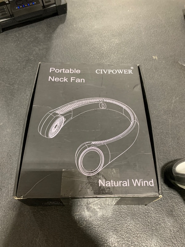 Photo 1 of CIVPOWER Neck Fan: Portable Personal Neck Cooling Rechargeable Bladeless Fan - Hands Free 3 Speed 4000 mAh Battery USB Operated Wearable Headphone Design - for Men Women Outdoor Indoor (White)