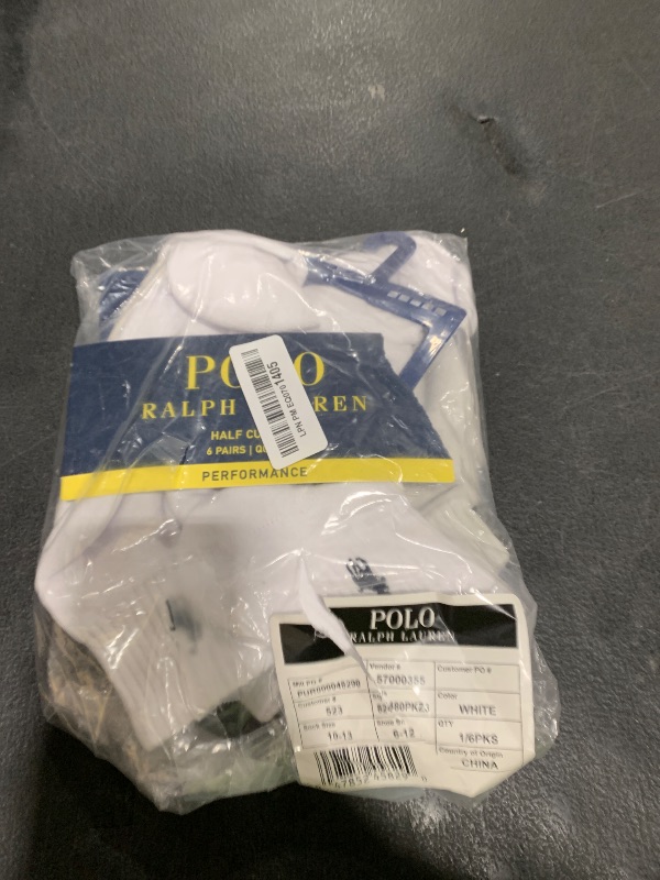 Photo 1 of Polo Ralph Lauren Men's Classic Sport Solid Socks 6 Pair Pack - Cushioned Cotton Comfort, White, 6-12.5