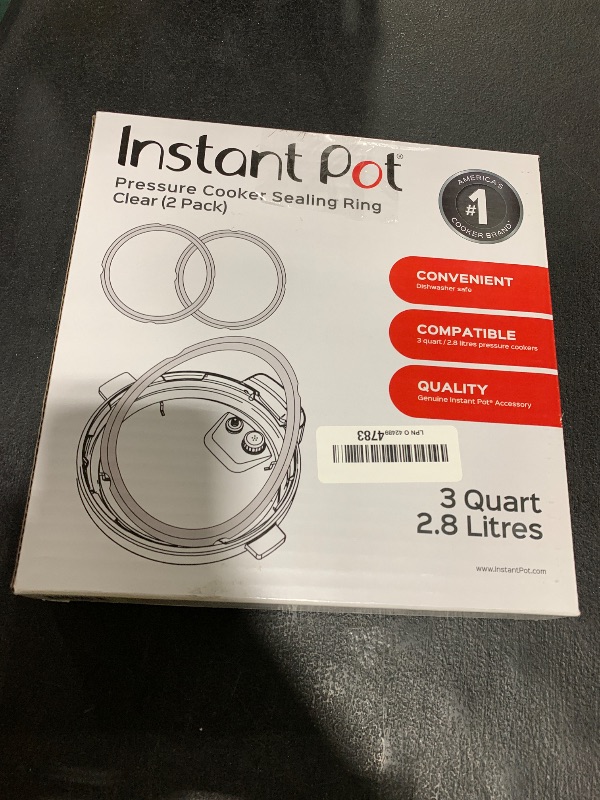 Photo 1 of Instant Pot Sealing Ring Mini 3-Qt, Inner Pot Seal Ring, Electric Pressure Cooker Accessories, Non-Toxic, BPA-Free, Replacement Parts, Clear, 2 Count ( Pack of 1)