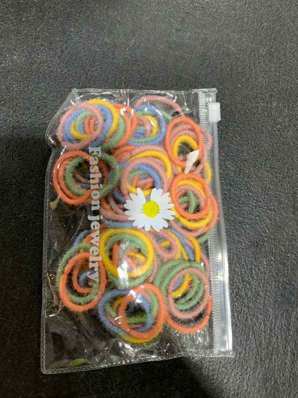 Photo 1 of Youxuan Small Hair Elastics for Girls, Soft and Comfy Rubber Bands, 100 PCS Hair Ties, Multi Color