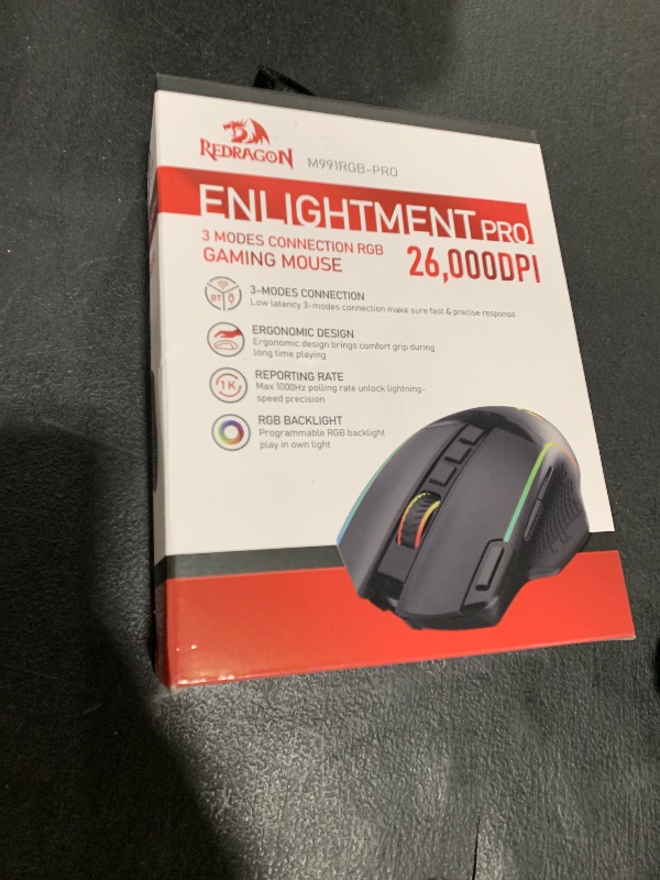 Photo 1 of Redragon M991 Wireless Gaming Mouse, 26000 DPI 3-Mode Gamer Mice w/Rapid Fire Key, 9 Macro Buttons, Powerful Capacity and RGB Backlight for PC/Mac/Laptop, Black