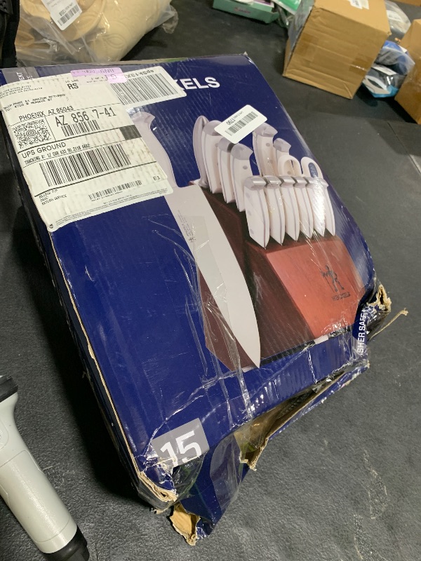 Photo 1 of HENCKELS Statement Razor-Sharp 15-Piece White Handle Knife Set with Block, German Engineered Knife Informed by over 100 Years of Mastery
