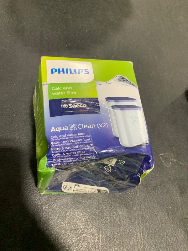 Photo 1 of PHILIPS AquaClean Original Calc and Water Filter, No Descaling up to 5,000 cups, Reduces Formation of Limescale, 2 AquaClean Filters, (CA6903/22)