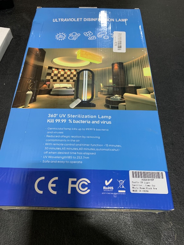 Photo 1 of Feefir UV Light Sanitizer,4-Speed Timing and Remote Control UVC Home Disinfection Device,Ultraviolet Light Sanitizer for Dust Mites,UV Lamp for Whole Room,Black