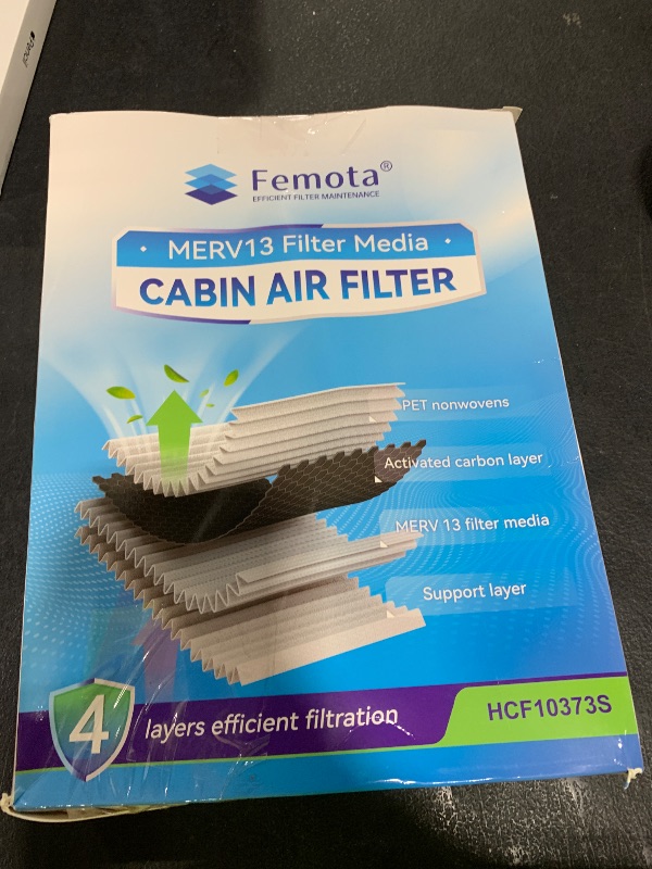Photo 1 of Femota Certified MERV 13 Cabin Air Filter with Activated Carbon, CF10373 for Audi A3/A3 Quattro/Q3/Q3 Quattro/TT/TT Quattro, VW Beetle/CC/Eos/Tiguan/Golf/Jetta/Passat/R32/GTI/Rabbit.