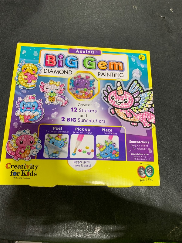 Photo 1 of Creativity for Kids Big Gem Diamond Painting Kit: Axolotl Stickers & Suncatcher Kit - Boys and Girls Art & Craft, Axolotl Toys and Gifts for Kids (Ages 6+)