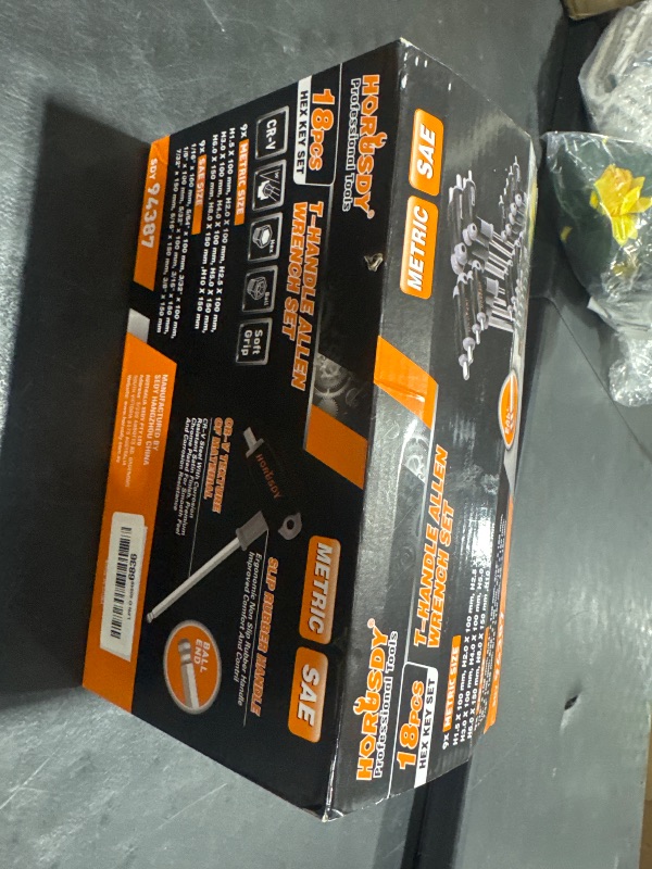 Photo 1 of HORUSDY 18-Piece T-Handle allen wrench set, Inch/Metric Long Arm Ball End Hex Key Wrench Set, MM(1.5mm-10mm) SAE(1/16"-3/8")
