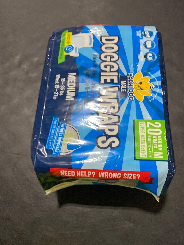 Photo 1 of Bodhi Dog Disposable Male Dog Diapers - Super Absorbent, Leak-Proof Pee Wraps - Adjustable Fit, Comfortable Design, Advanced Moisture Control, and Wetness Indicator - Medium (20 Count)