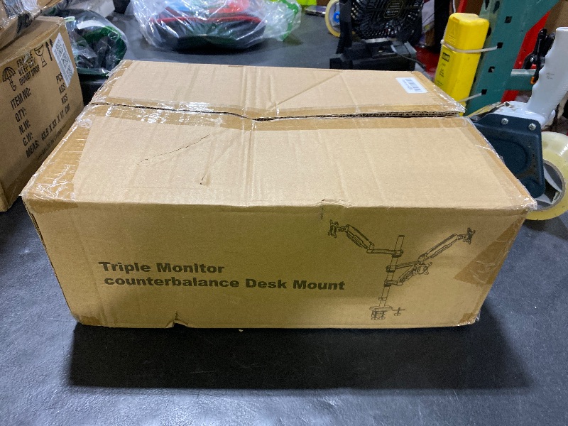 Photo 1 of MOUNT PRO Triple Monitor Mount for Max 32" Computer Screen, Adjustable 3 Monitor Desk Mount, up to 17.6lbs Each, Gas Spring Three Display Arm with Tilt Swivel Rotation, VESA Mount 75x75/100x100mm