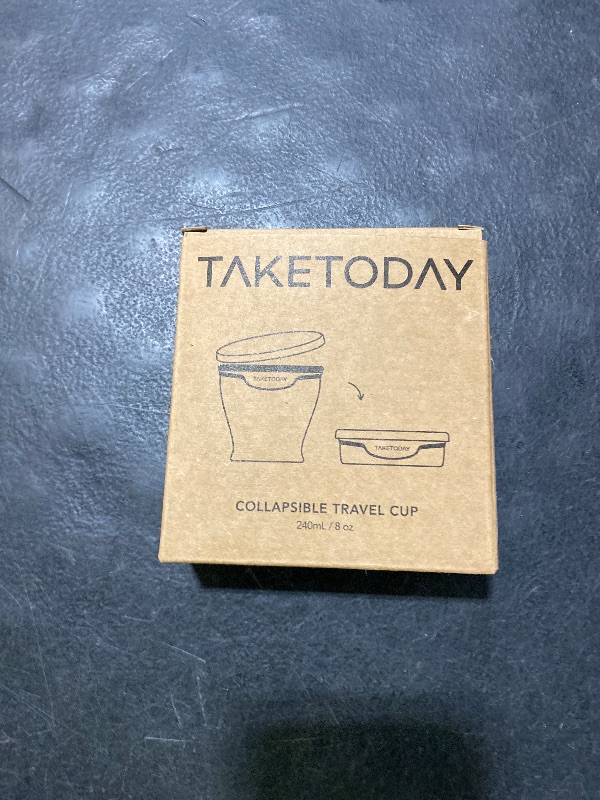 Photo 1 of TakeToday Collapsible Travel Cup - Silicone Foldable Water Cup, BPA-Free with Lid & Waterproof Bag - Drinking Cup Set for Office, Camping & International Travel?8 Oz, Blue?