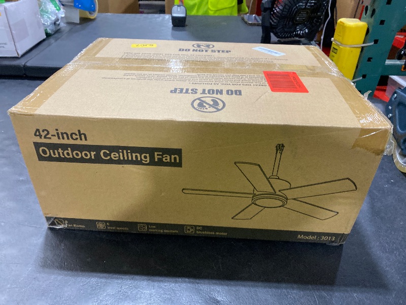 Photo 1 of 42 In Outdoor Ceiling Fan Hanging Fan Outdoor Ceiling Fans, Waterproof, with Light, Remote, 42 In, Wet Rated, IP65, 6 Speed, 3CCT, Plug in, for Patios, Porch, Gazebo, Black