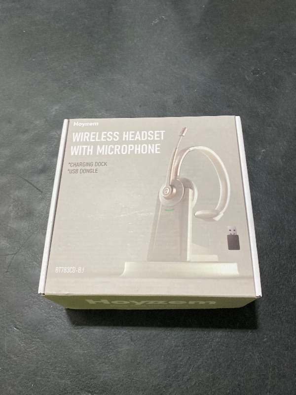 Photo 1 of Bluetooth Headset, Wireless Headphones with Microphone Noise Canceling & USB Dongle, V5.0 Trucker Bluetooth Headset with Mic Mute & Charge Dock for PC/Laptop/Phone/Meeting/CallCenter/Office Gold
