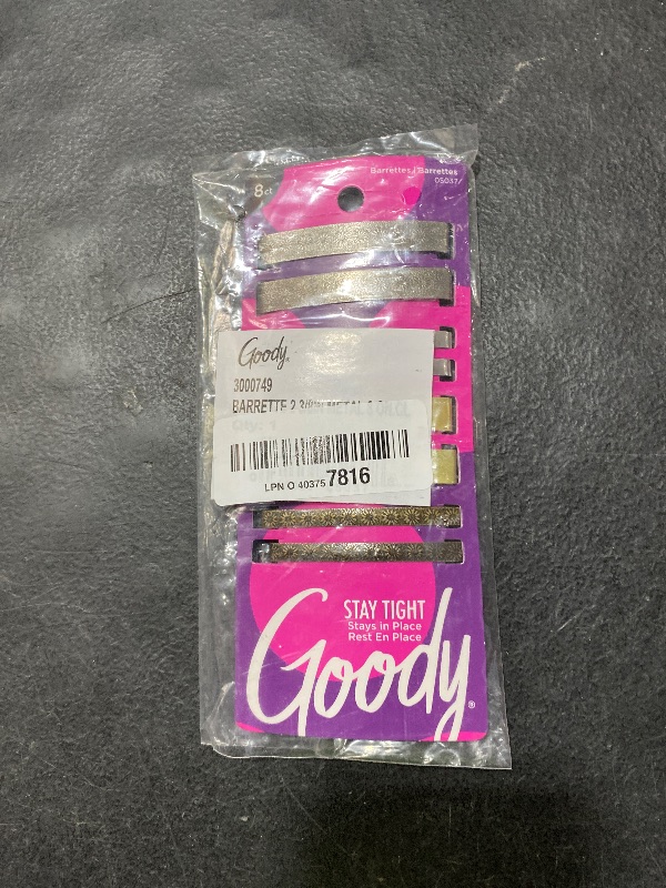 Photo 1 of Goody Stay Tight Hair Barrettes - 8 Ct, Assorted Metallic Colors, Non-Slip Flat Hair Clips, Comfortable & Versatile Hair Accessories for Women & Men, Hair Clips for All Hair Types