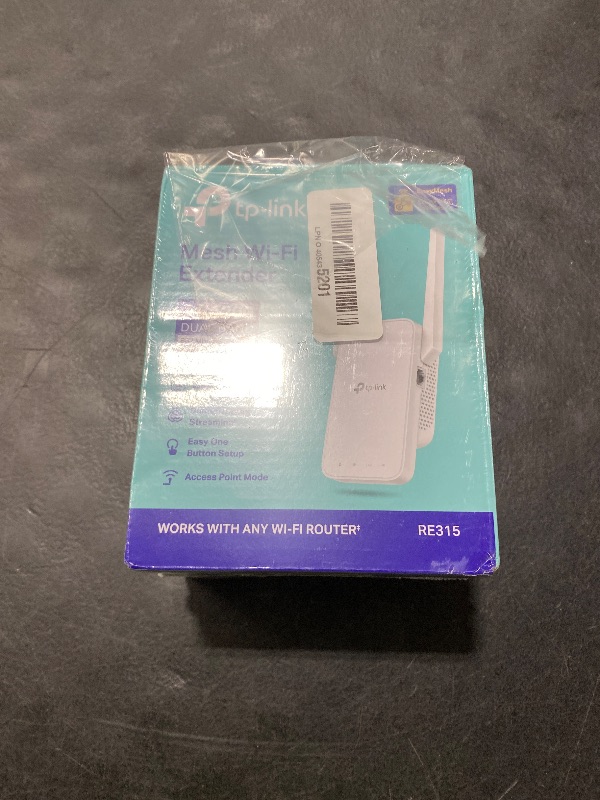 Photo 1 of TP-Link AC1200 WiFi Extender, 2025 Wirecutter Best WiFi Extender, 1.2Gbps Home Signal Booster, Dual Band 5GHz/2.4GHz, Up to 1600 Sq.ft and 32 Devices, EasyMesh Compatible, One Ethernet Port (RE315)