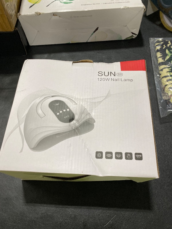 Photo 1 of Sunrich UV Gel Nail Lamp 120W LED Nail Light Fast Dryer for Gel Polish Curing with 4 Timers Portable Handle Large Space Automatic Sensor (White)