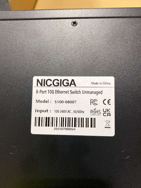 Photo 1 of 8 Port 10G Ethernet Switch Unmanaged,with 8X 10Gb Base-T Ports, NICGIGA 10Gbps Network Switch Easy for 10G NAS,PC,WiFi7 Router,10G Adapter/NIC. Desktop or 19-inch Rack Mount, Plug and Play.