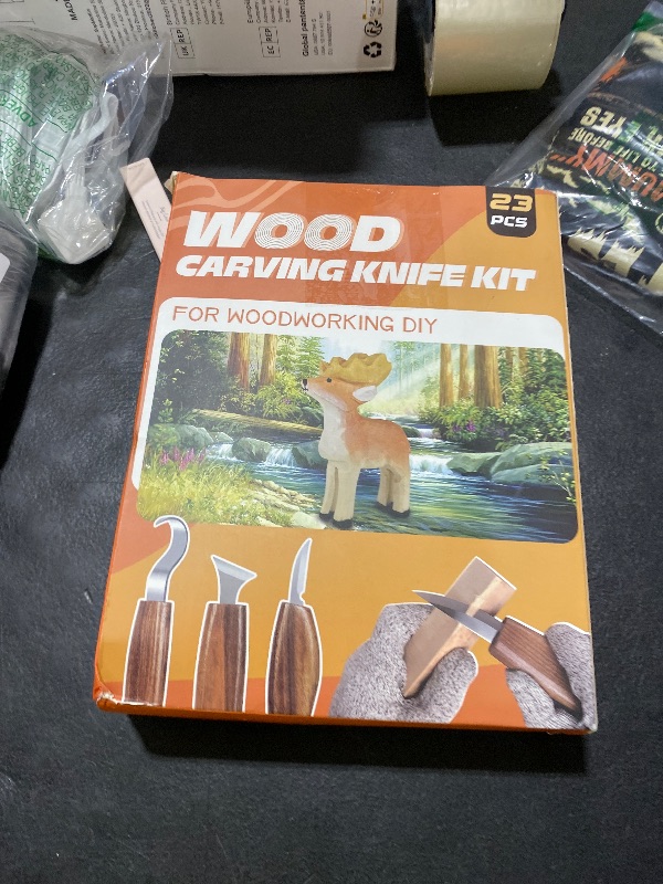 Photo 1 of Wood Carving Kit, 23pcs Wood Carving Tools with 4 Wood Carving Knives 5 Detail Knives 9 Blocks, Whittling Kit DIY Hobbies for Adults