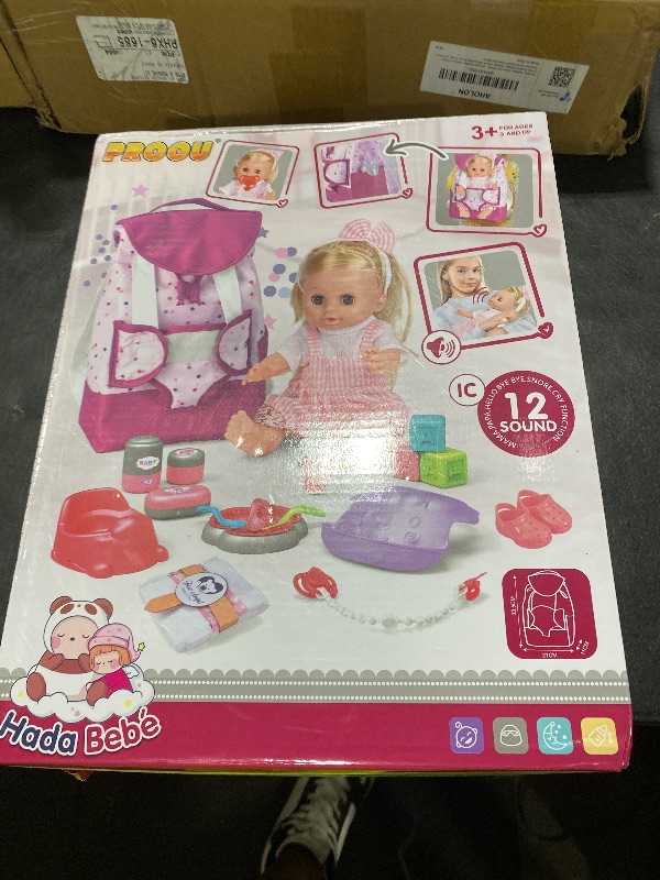 Photo 1 of Baby Care Doll Toys Set, 36PCS Doll Playset, Hair Salon Pretend Play Toddler Doll Toys Incl 14'' Baby Doll Toy, Backpack, Hair Dryer, Hair curler, Xmas Gifts for Age 3 4 5 6+ Years Old Girls Kids