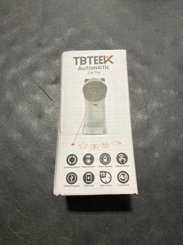 Photo 1 of TBTeek Motion-Activated Interactive Cat Toy, USB Rechargeable Automatic Cat Toy with Rotating Light, 4 Speed Modes for Indoor Cats, Kittens & Dogs