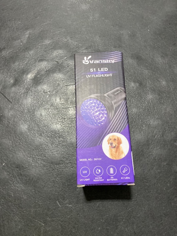 Photo 1 of Vansky UV Flashlight Black Light, 51 LED Blacklight Pet Urine Detector for Dog/Cat Urine, Dry Stains, Bed Bug, Resin Curing, Scorpions Finder