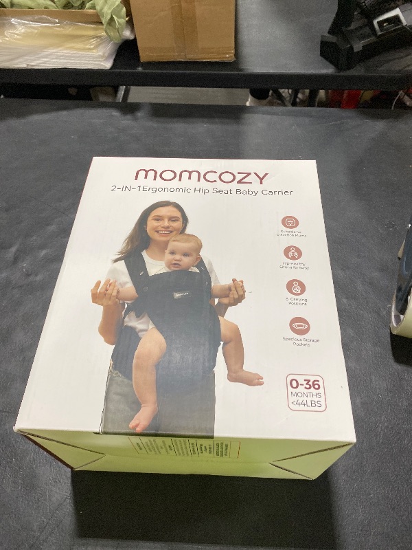Photo 1 of Momcozy Baby Carrier with Hip Seat, 2-in-1 Forward-Facing Carry for Active Babies, Detachable Hands-Free Infant Carrier up to 44lbs, All Seasons Toddler Carrier Fits Waist Sizes up to 45 Inches, Black