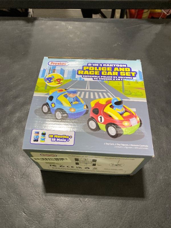 Photo 1 of PREXTEX Cartoon Remote Control Car - 2-Pack Police and Race Car Toddler Toys - RC Cars for Kids with Different Frequencies - Easy Remote Control Toy and Thoughtful Gifts for Boys and Girls