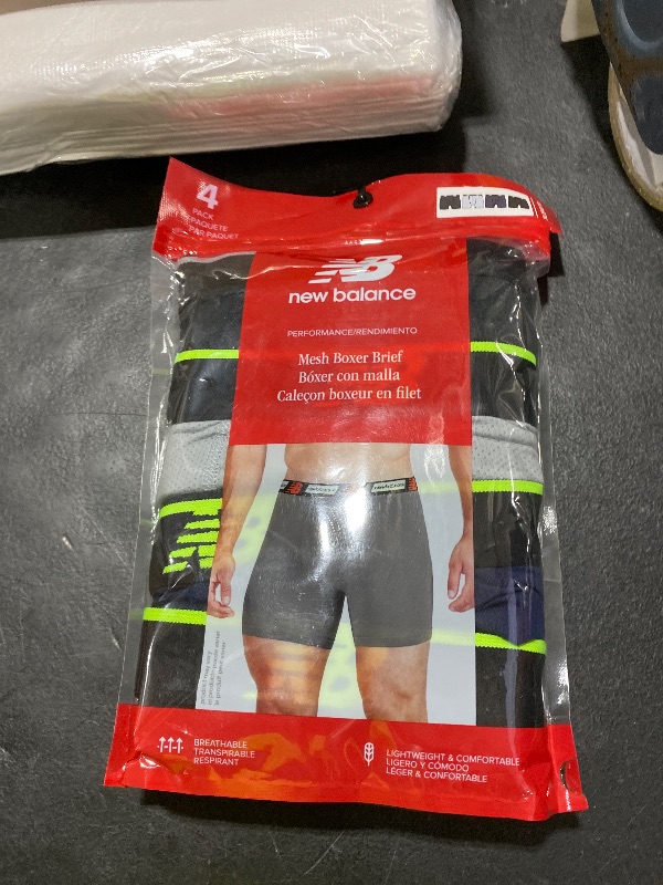 Photo 1 of New Balance Men's Standard Mesh 5" with Fly Boxer Brief (4-Pack), Black(st)/Steel/Pigment(rg)/Black(rg), X-Large