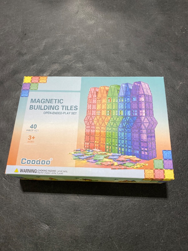 Photo 1 of Magnetic Tiles Kids Toys STEM Magnet Toy for Toddler Magnetic Blocks Building Preschool Learning Sensory Montessori Toys for 3+ Year Old Boys and Girls, Safe Creativity Toddler Kids Toy 40PCS