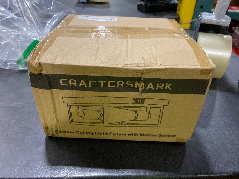Photo 1 of Craftersmark Outdoor Ceiling Light with Motion Sensor, Flush Mount Porch Light, Exterior Light Fixture with Clear Glass, Dusk to Dawn 2-Light Fixture for Patio,Porch (8.5 in)