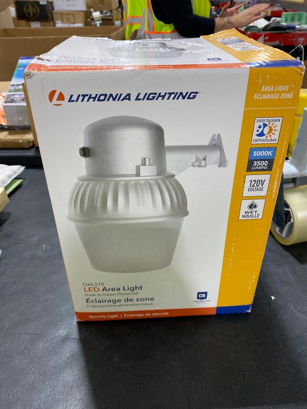 Photo 1 of Lithonia Lighting LED Outdoor Flood Light Fixture, Exterior Dusk to Dawn Security Light with Photocell Sensor, Pole or Wall Mount, 3500 Lumens, 5000K Daylight, Gray (OALS10)