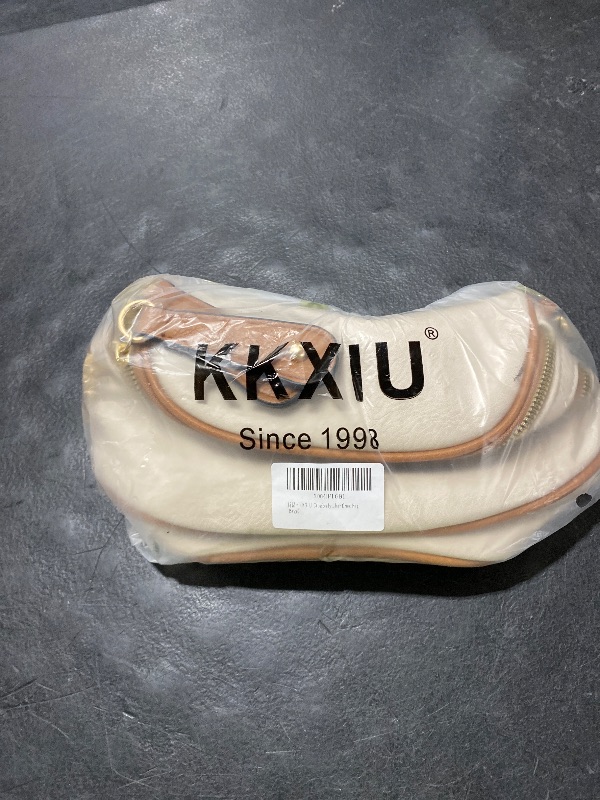 Photo 1 of KKXIU Crossbody Sling Bag for Women Trendy Fanny Pack Vegan Leather Chest Bag (Beige)