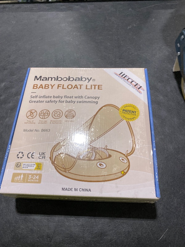 Photo 1 of Mambobaby Float Self-Inflating Baby Swim Float with Canopy, Compressible Folding Pool Baby Float, Upgrade Soft Waterproof Skin-Friendly Material Toddler Swim Float (Standard Edition Blue)