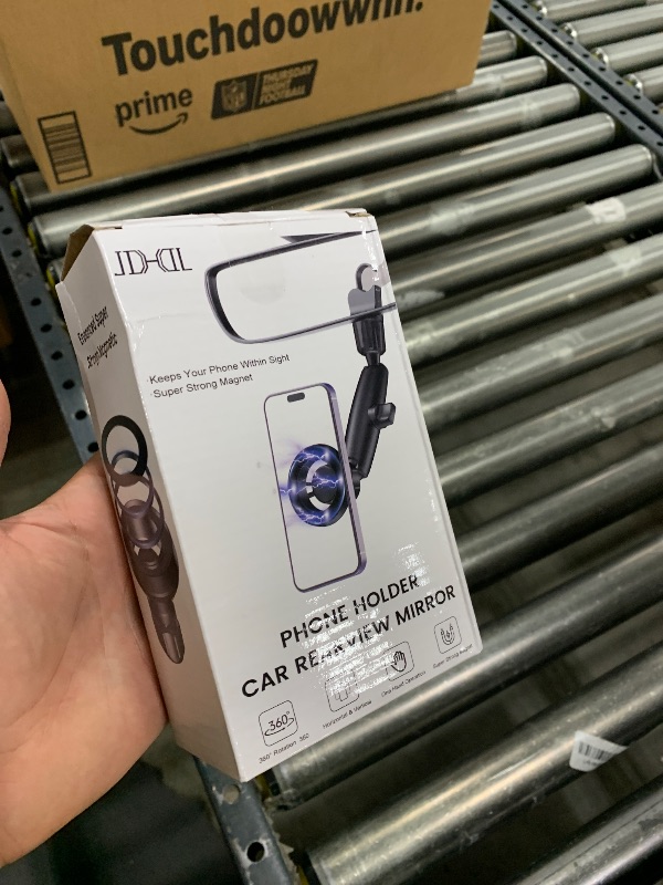 Photo 1 of JDHDL Magnetic Phone Holder for Car, Rear View Mirror Phone Holder, 360° Rotating Car Phone Mount, Compatible with iPhone 16/15/14/13/12 Series and All Phones with Magsafe Case or Metal Ring