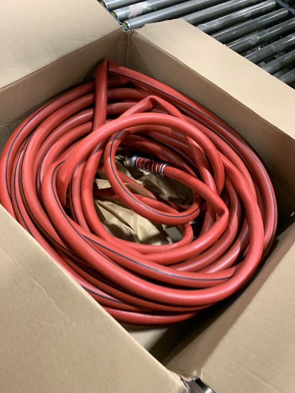 Photo 1 of Garden Hose 100ft x 3/4” Hot Water Hose, Heavy Duty -50°F to 190°F,Burst 600Psi Flexible Upgraded Rubber Hoses,3/4” Solid Fittings for All-weather Outdoor Lawn & Garden