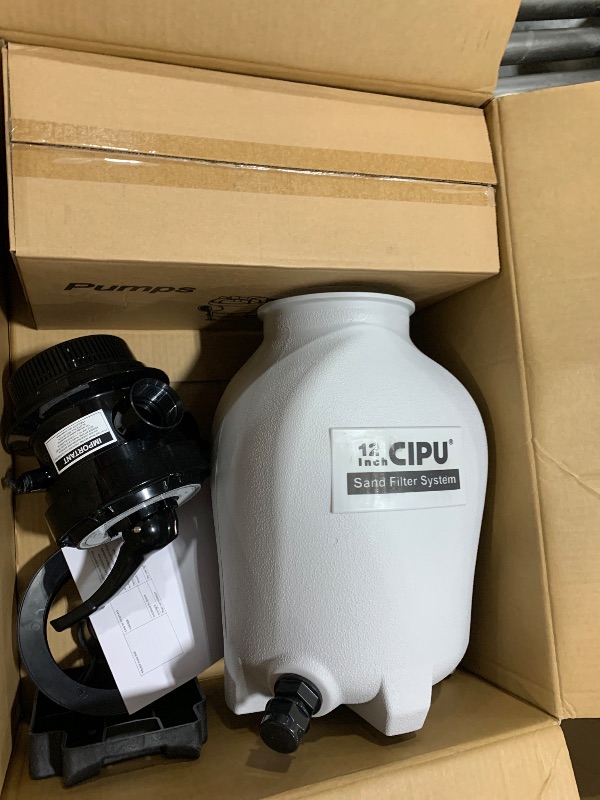 Photo 1 of CIPU 12-inch Sand Filter Pump System Handy 4-Way Valve for Above Ground Swimming Pools with Prefilter Pool Pump 115V 6-Foot Cord to Easy Installation SFPS12501
