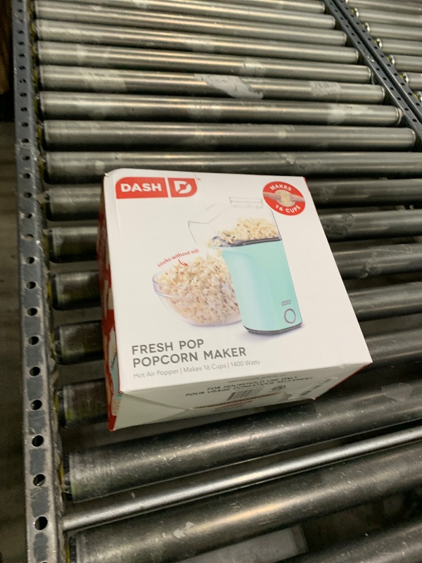Photo 1 of DASH Hot Air Popcorn Popper Maker with Measuring Cup to Portion Popping Corn Kernels + Melt Butter, 16 Cups - Aqua