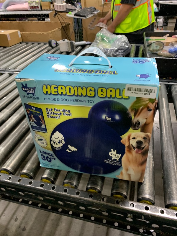Photo 1 of Race&Herd 30" Original XXL Herding Ball for Dogs - Giant Herding Dog Ball Australian Shepherds, Herding Toys, Dog Training Toy for Large Breeds, Dog Toy for Outdoor Play (for Large Dogs/Horses, Blue)